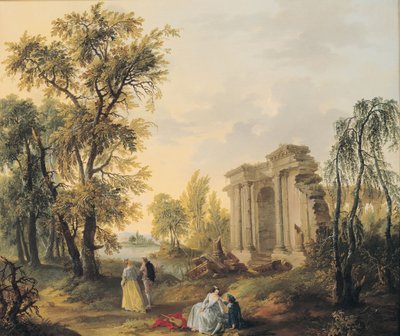 Geliefden op het platteland door Francois Louis Joseph Watteau